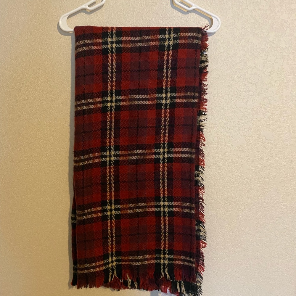 Red plaid blanket scarf